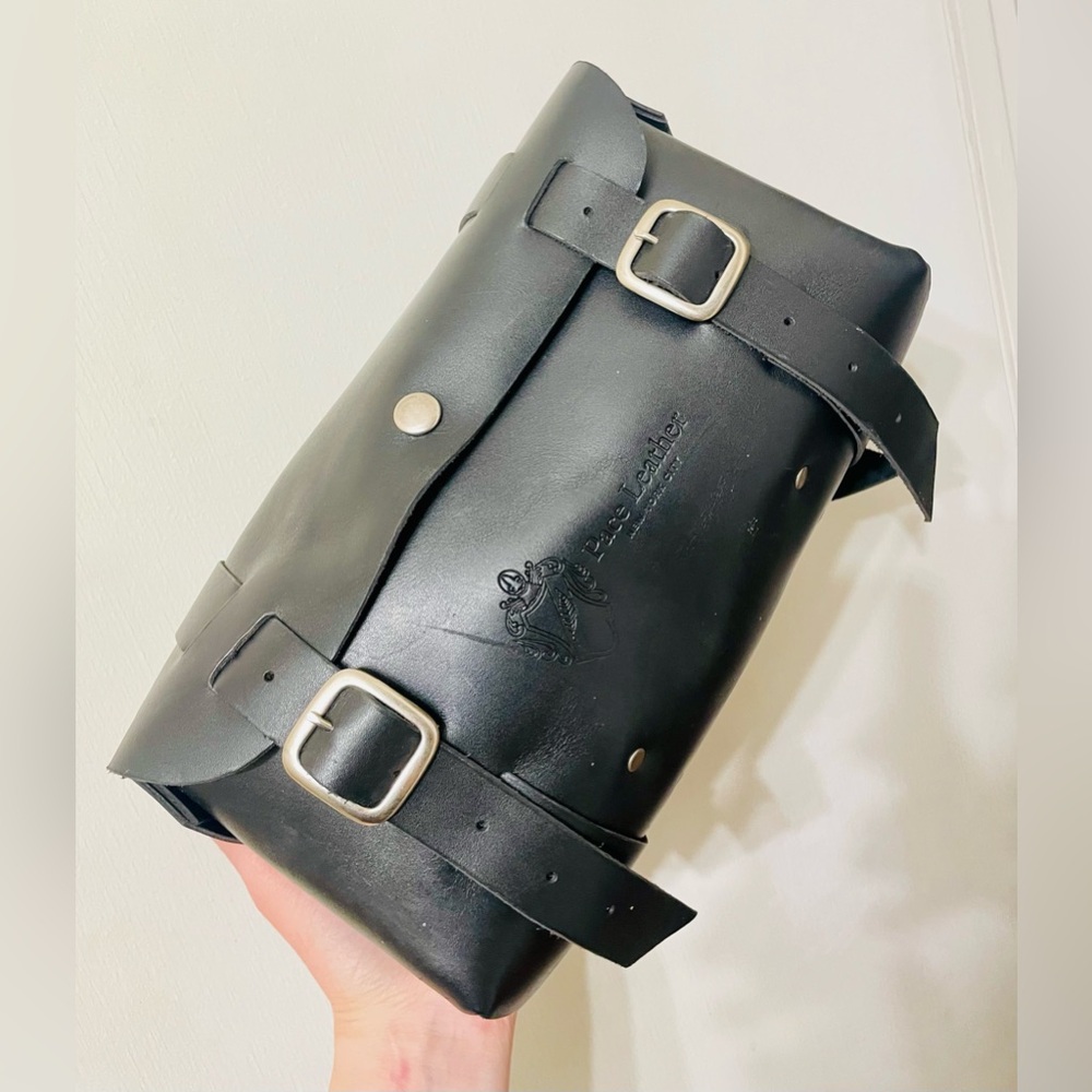 Pace Leather New York Black Leather Motorcycle Bag